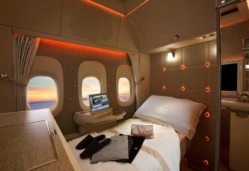 The new first class cabins on Emirates Boeing 777-300ER aircraft . The new first class cabins on Emirates Boeing 777-300ER aircraft .