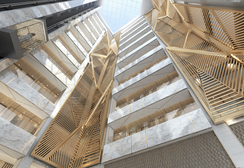 The atrium of the Al Bandar Rotana. The atrium of the Al Bandar Rotana.