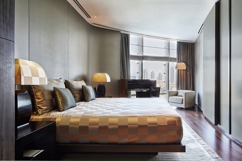 A deluxe guestroom at Armani Hotel Dubai. A deluxe guestroom at Armani Hotel Dubai.