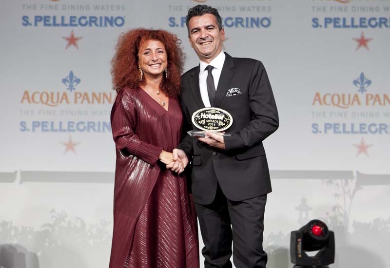 Stefano Viola accepts the F&B Manager of the Year award on behalf of Ksenia Novikova. Stefano Viola accepts the F&B Manager of the Year award on behalf of Ksenia Novikova.