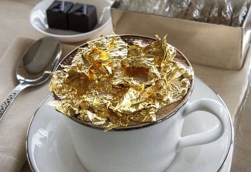 The hotel's gold cappuccino. The hotel's gold cappuccino.