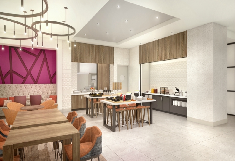 Hilton Garden Inn's new F&B enhancements include an open-display kitchen for cooked-to-order breakfast dishes. Hilton Garden Inn's new F&B enhancements include an open-display kitchen for cooked-to-order breakfast dishes.