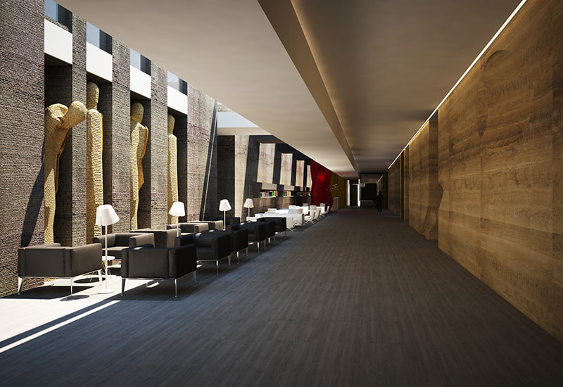 The lobby and reception area is meant to look like a museum gallery with art pieces throughout the hotel. The lobby and reception area is meant to look like a museum gallery with art pieces throughout the hotel.