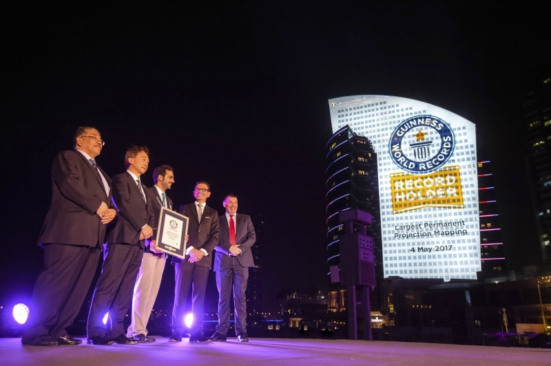 Accepting the Guinness World Record award were Panasonic Panasonic managing director Hiroki Soejima, marketing Middle East Yasuo Yamasaki, IHG Dubai regional general manager and InterContinental Hotels Dubai Festival City area general manager James Koratzopoulos and Al-Futtaim Group Real Estate director of shopping centres Dubai Steven Cleaver. Accepting the Guinness World Record award were Panasonic Panasonic managing director Hiroki Soejima, marketing Middle East Yasuo Yamasaki, IHG Dubai regional general manager and InterContinental Hotels Dubai Festival City area general manager James Koratzopoulos and Al-Futtaim Group Real Estate director of shopping centres Dubai Steven Cleaver.