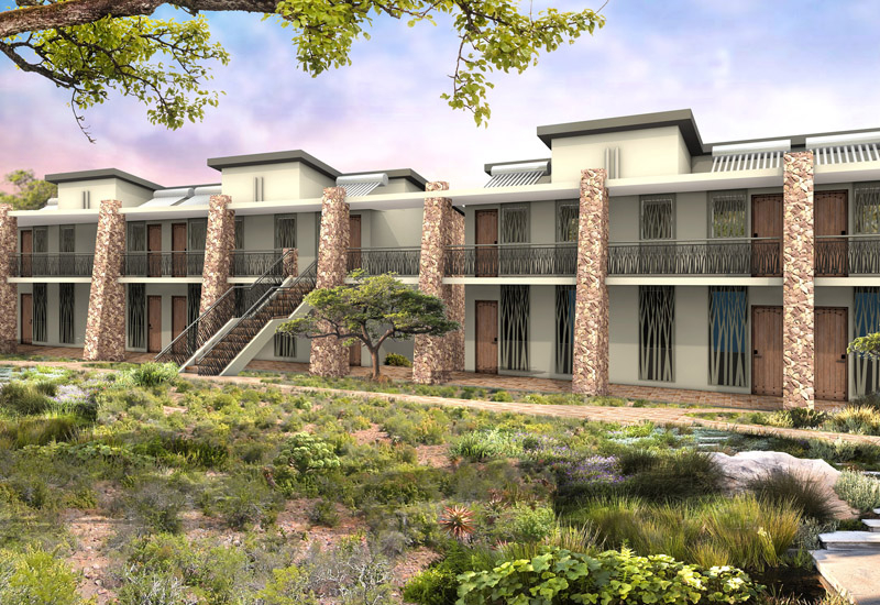 A rendering of an exterior view of the property. A rendering of an exterior view of the property.