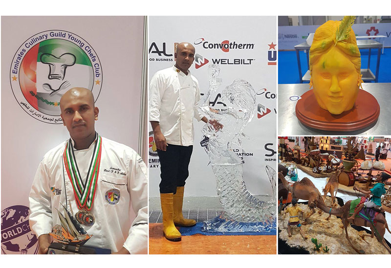 Samantha Kumara impressed the judges with his carving skills. Samantha Kumara impressed the judges with his carving skills.