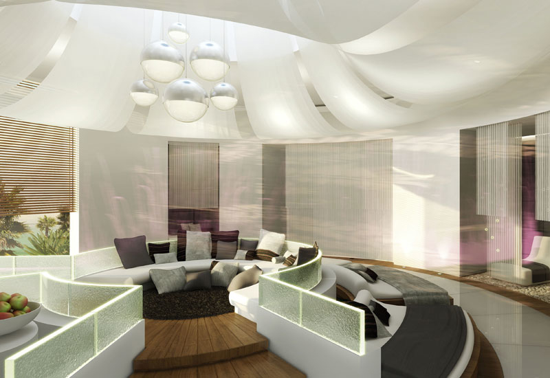 Relaxation area and spa interior by Barr+Wray. Relaxation area and spa interior by Barr+Wray.