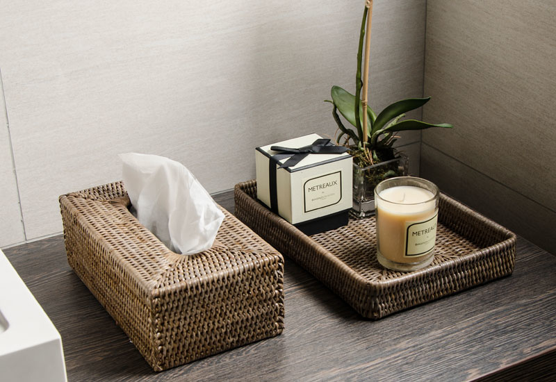 The Wellness collection by Bagnodesign includes a wide range of rattan accessories. The Wellness collection by Bagnodesign includes a wide range of rattan accessories.