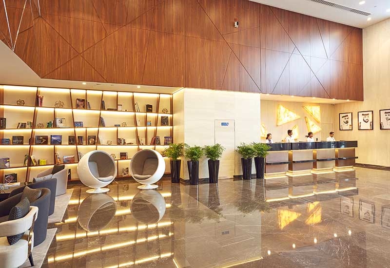 The lobby of Tryp by Wyndham, Dubai. The lobby of Tryp by Wyndham, Dubai.