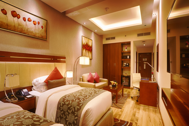 Rose Park Hotel Al Barsha, Dubai twin guestroom. Rose Park Hotel Al Barsha, Dubai twin guestroom.
