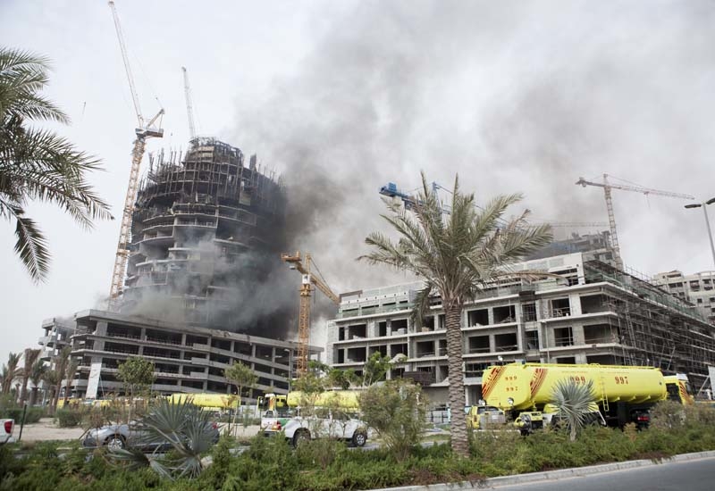 The Viceroy Dubai Jumeirah Village on fire on August 6. The Viceroy Dubai Jumeirah Village on fire on August 6.