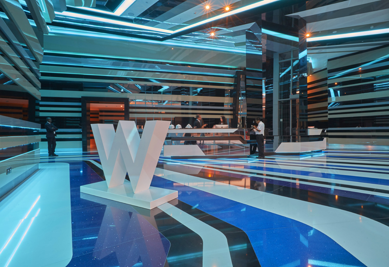 The entrance of the W Dubai. The entrance of the W Dubai.