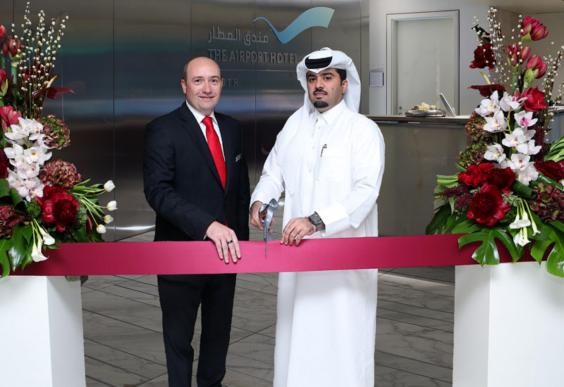 The Airport Hotel general manager Philippe Anric Hamad International Airport COO Badr Al Meer at the official opening of the hotel. The Airport Hotel general manager Philippe Anric Hamad International Airport COO Badr Al Meer at the official opening of the hotel.
