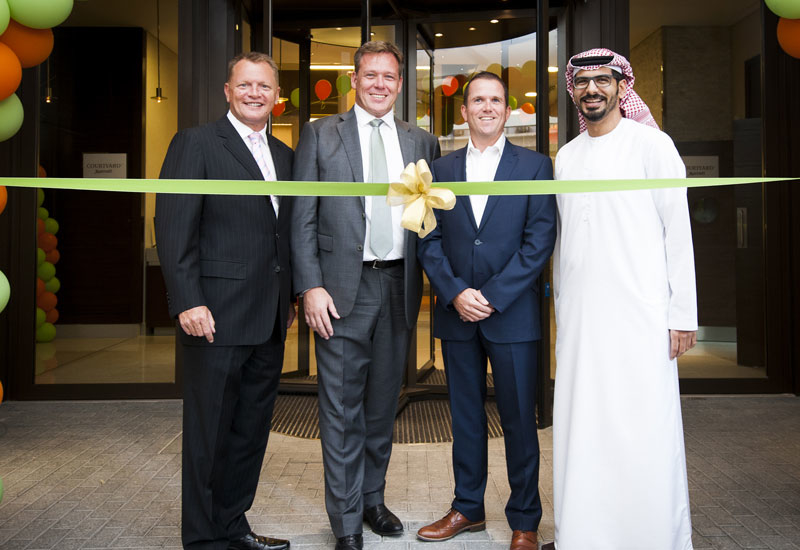 Philip Bryson, senior vice president Marriott International Middle East and Africa; Patrick Bell, general manager, World Trade Centre Abu Dhabi; Richard Bleakley, general manager, Courtyard by Marriott World Trade Center, Abu Dhabi; Talal Al Dhiyebi, executive director of asset management at Aldar Properties PJSC. Philip Bryson, senior vice president Marriott International Middle East and Africa; Patrick Bell, general manager, World Trade Centre Abu Dhabi; Richard Bleakley, general manager, Courtyard by Marriott World Trade Center, Abu Dhabi; Talal Al Dhiyebi, executive director of asset management at Aldar Properties PJSC.