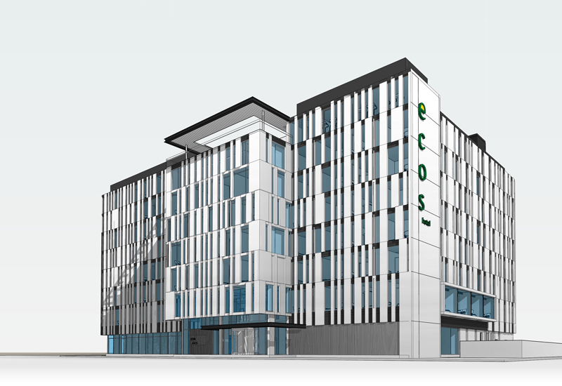 Rendering of Ecos Hotel. Rendering of Ecos Hotel.
