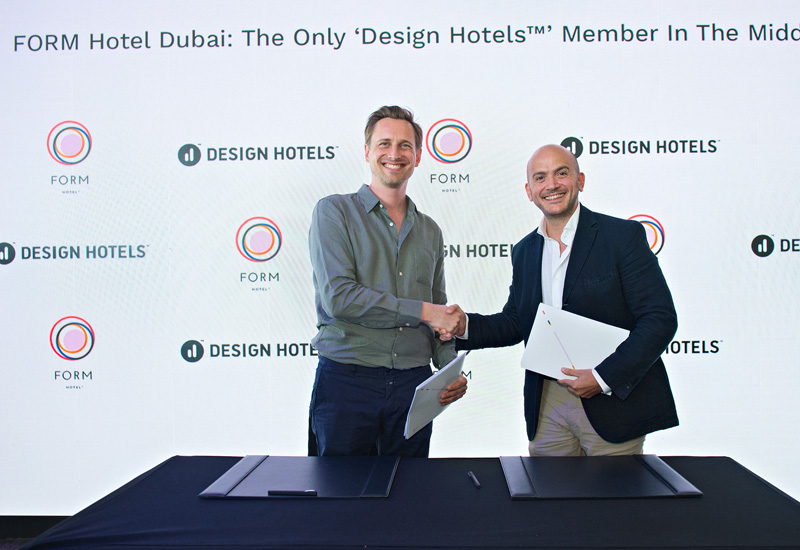 Kai Simon, head of PR for Design Hotels (Left) and Tarek M. Daouk managing partner of Smarthotels Hospitality and CEO of Form Hotel Dubai (Right). Kai Simon, head of PR for Design Hotels (Left) and Tarek M. Daouk managing partner of Smarthotels Hospitality and CEO of Form Hotel Dubai (Right).