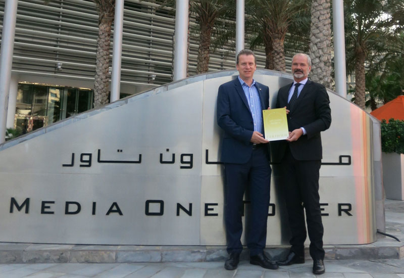 Media One Hotel GM Mark Lee and Safehotels Alliance AB CEO Hans Kanole Media One Hotel GM Mark Lee and Safehotels Alliance AB CEO Hans Kanole