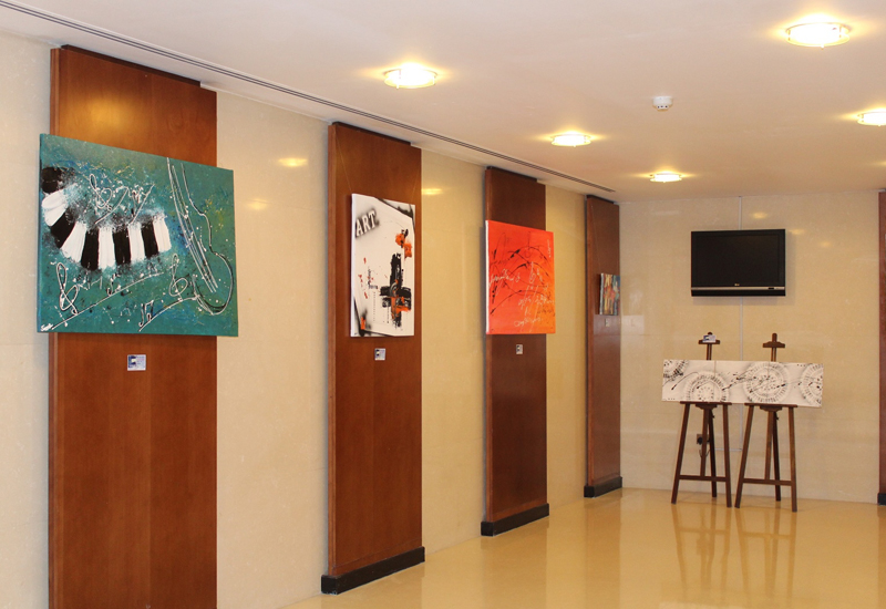 Art exhibit is being displayed in the hotel's lobby. Art exhibit is being displayed in the hotel's lobby.
