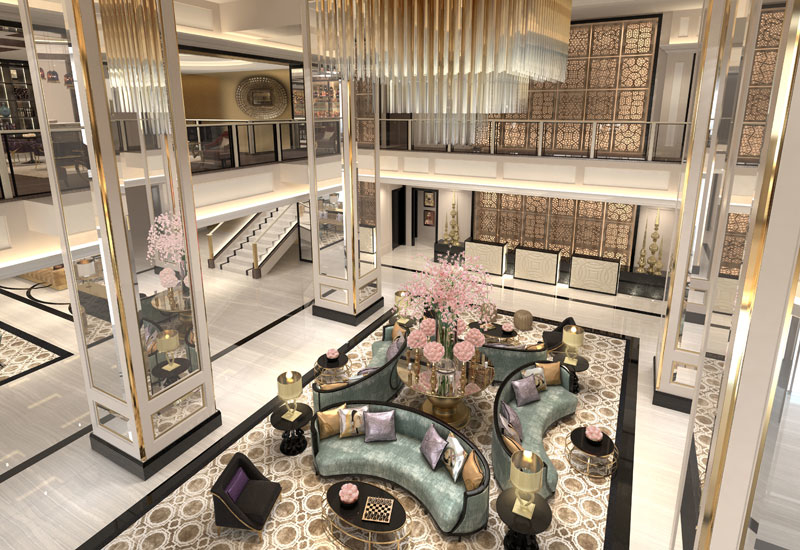 A rendering of the lobby of Taj Dubai A rendering of the lobby of Taj Dubai