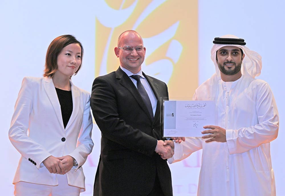 The Ajman Palace executive assistant manager Christian Huschka collects the hotel classification from the ATDD. The Ajman Palace executive assistant manager Christian Huschka collects the hotel classification from the ATDD.