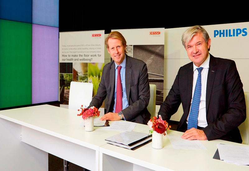 Desso chief executive officer Alexander Collot d'Escury Philips Lighting head of new business development Ivo Rutten. Desso chief executive officer Alexander Collot d'Escury Philips Lighting head of new business development Ivo Rutten.
