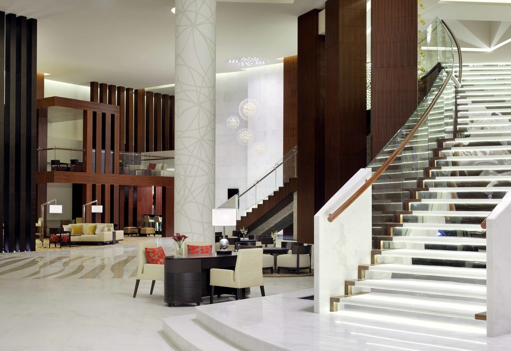 The Dubai Marriott Hotel Al Jaddaf lobby. The Dubai Marriott Hotel Al Jaddaf lobby.