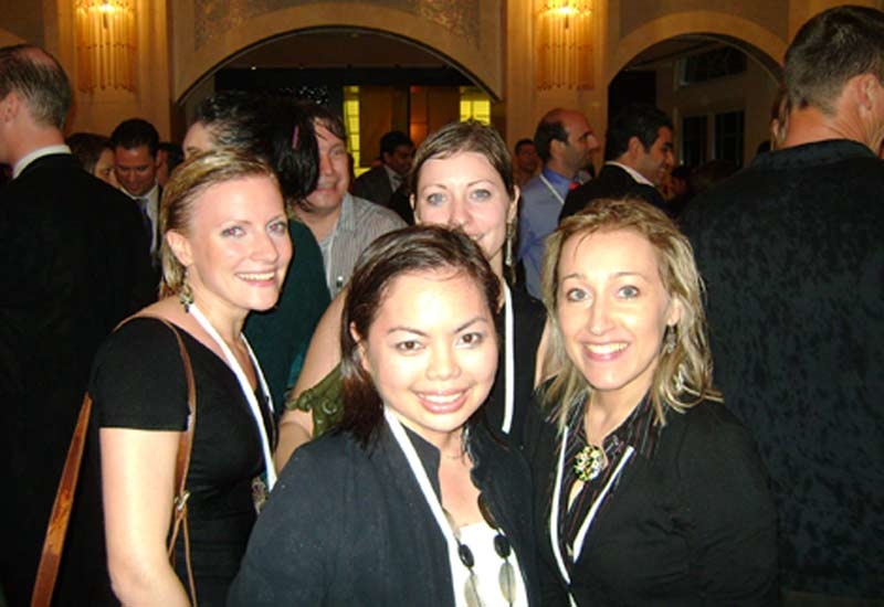 In from the rain: Hotelier's Louise Oakley and Caterer's Lucy Taylor take refuge behind Yasmine Hidalgo and Sonia Casonato from Renaissance Dubai. In from the rain: Hotelier's Louise Oakley and Caterer's Lucy Taylor take refuge behind Yasmine Hidalgo and Sonia Casonato from Renaissance Dubai.