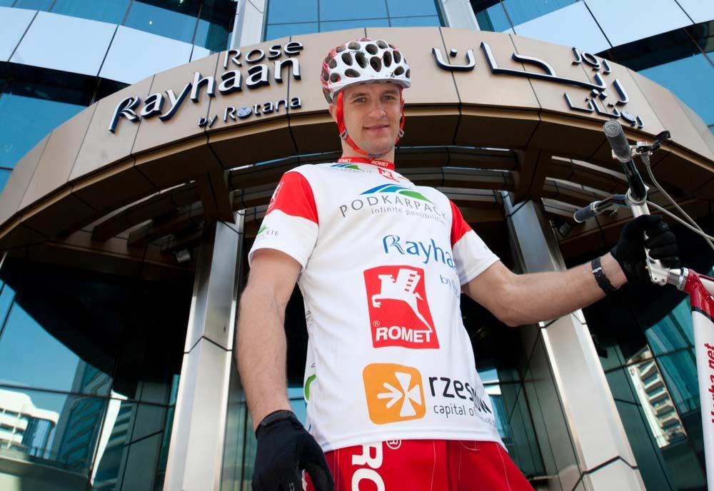 Krystian Herba prepares for climb at Rose Rayhaan by Rotana, Dubai Krystian Herba prepares for climb at Rose Rayhaan by Rotana, Dubai