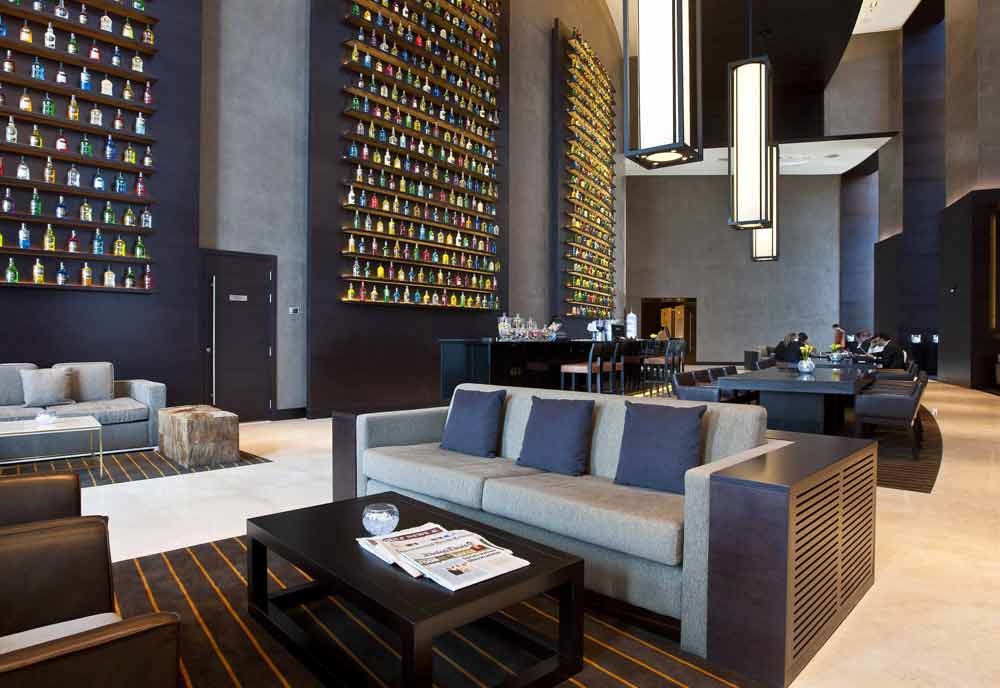 The lobby lounge at JW Marriott Marquis Dubai is inspired by the Great Room concept, with space to relax, meet, connect and dine. The lobby lounge at JW Marriott Marquis Dubai is inspired by the Great Room concept, with space to relax, meet, connect and dine.