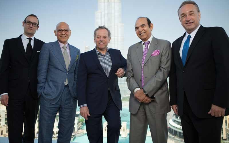 Wolfgang Puck pictured centre with The Address Downtown team. Wolfgang Puck pictured centre with The Address Downtown team.
