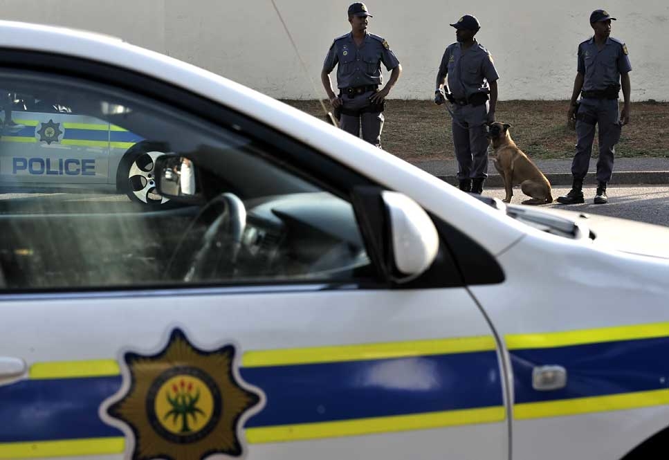 South African police at the Greek training ground (Getty Images). South African police at the Greek training ground (Getty Images).