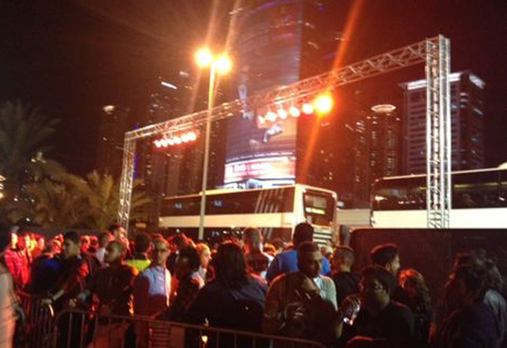 Revellers wait for the Sandance bus on New Year's Eve. Revellers wait for the Sandance bus on New Year's Eve.