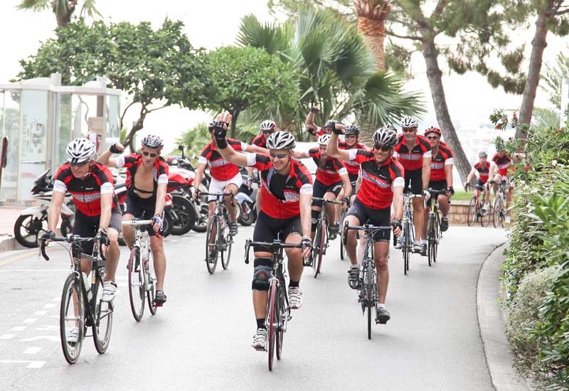 The Starwood team completing the ride in Monte Carlo The Starwood team completing the ride in Monte Carlo