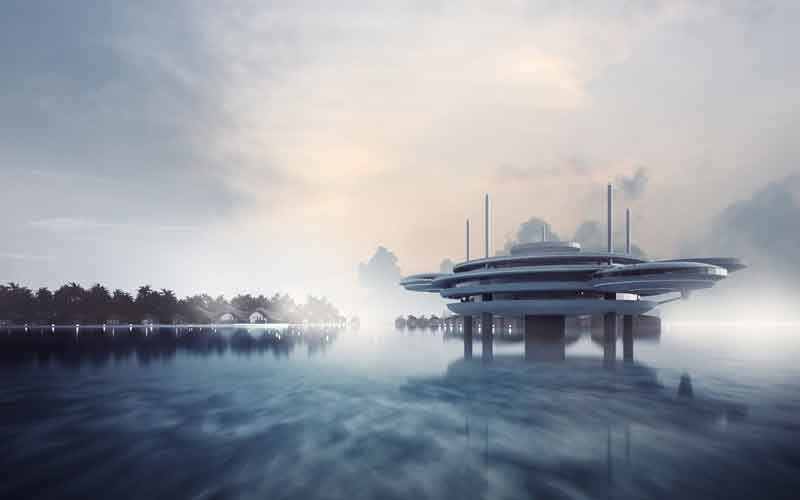 An artist's impression of the Water Discus Hotel. An artist's impression of the Water Discus Hotel.