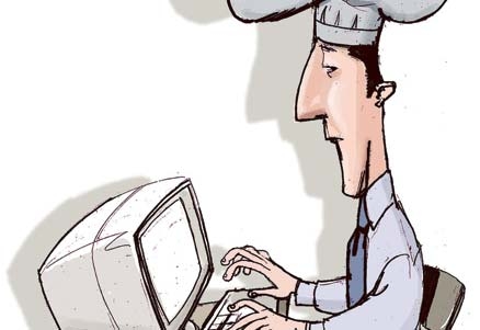 Many chefs spend less time in the kitchen and more time at the computer Many chefs spend less time in the kitchen and more time at the computer