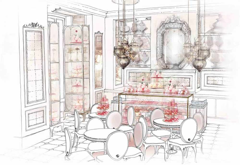 Hempel will add pink taffeta, moire silks, lace curtains, velvet cushions and tiny tables, in silver and cranberry tones to the design of the patisserie Hempel will add pink taffeta, moire silks, lace curtains, velvet cushions and tiny tables, in silver and cranberry tones to the design of the patisserie