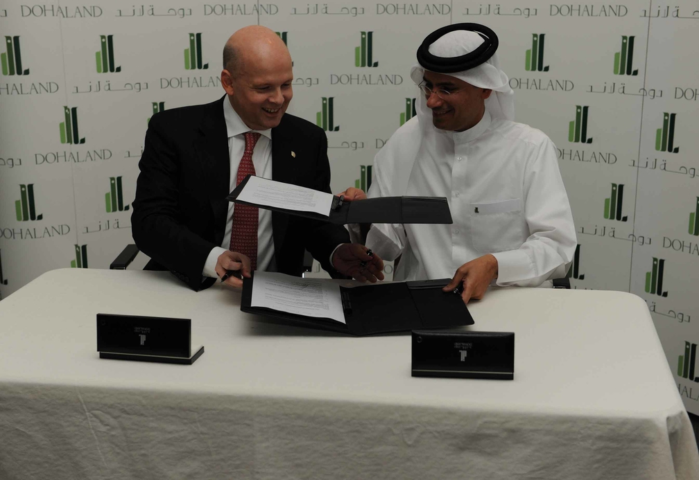 Christoph Mares of Mandarin Oriental Hotel Group and Abdul Aziz Al-Emadi, CEO of Dohaland Hospitality. Christoph Mares of Mandarin Oriental Hotel Group and Abdul Aziz Al-Emadi, CEO of Dohaland Hospitality.