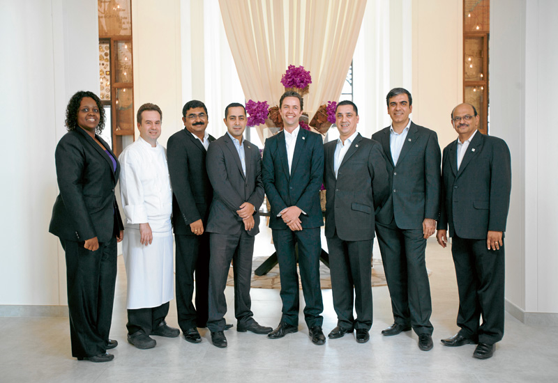 From left to right, the executive team: Patricia Mutie, executive housekeeper; Spencer Lee Black, executive chef; Joby Thomas, director of finance; Riad Haidar, director of food and beverage; Stefan Viard, general manager; Dragos Paraschiv, director of human resources; Samir Arora, resident manager; Lloyd Fernandes, director of engineering. From left to right, the executive team: Patricia Mutie, executive housekeeper; Spencer Lee Black, executive chef; Joby Thomas, director of finance; Riad Haidar, director of food and beverage; Stefan Viard, general manager; Dragos Paraschiv, director of human resources; Samir Arora, resident manager; Lloyd Fernandes, director of engineering.