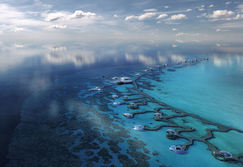 A rendering of an island resort at the Red Sea Project A rendering of an island resort at the Red Sea Project