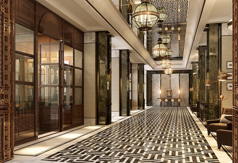 A rendering of the main entrance of the Waldorf in DIFC A rendering of the main entrance of the Waldorf in DIFC