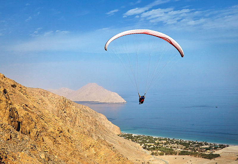In Oman at Six Senses Zighy Bay, guests can arrive by air and paraglide into the 82 all-villa resort. In Oman at Six Senses Zighy Bay, guests can arrive by air and paraglide into the 82 all-villa resort.