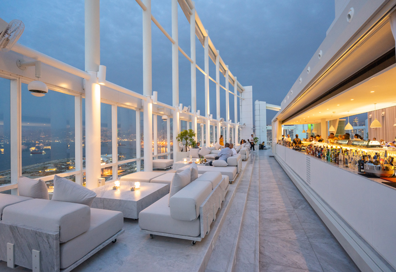 Design features include white coloured furniture, white marble, a refreshed pool and a long bar Design features include white coloured furniture, white marble, a refreshed pool and a long bar