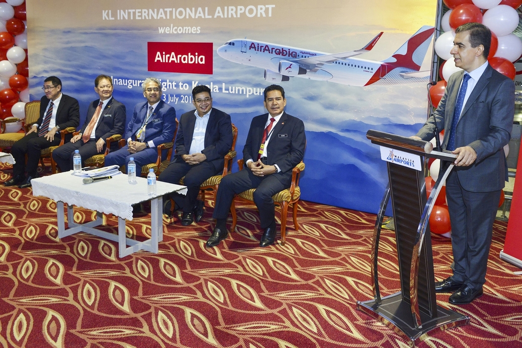 The inaugural flight landed at KL International Airport at 08:50am local time and was received by an official delegation The inaugural flight landed at KL International Airport at 08:50am local time and was received by an official delegation