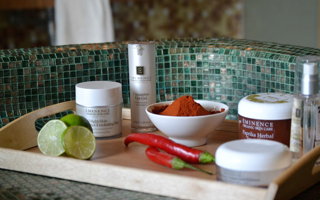 The spa uses products by Eminence Organic skin care formulated with fresh herbs, fruits, vegetables and pure spring water The spa uses products by Eminence Organic skin care formulated with fresh herbs, fruits, vegetables and pure spring water