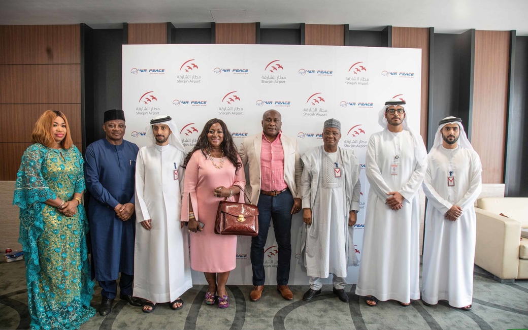 Sharjah Airport receives Air Peace’s inaugural flight, which will now operate thrice weekly to Lagos Sharjah Airport receives Air Peace’s inaugural flight, which will now operate thrice weekly to Lagos