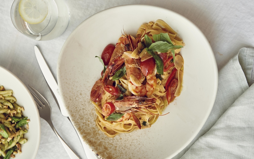 Linguine tiger prawns Linguine tiger prawns