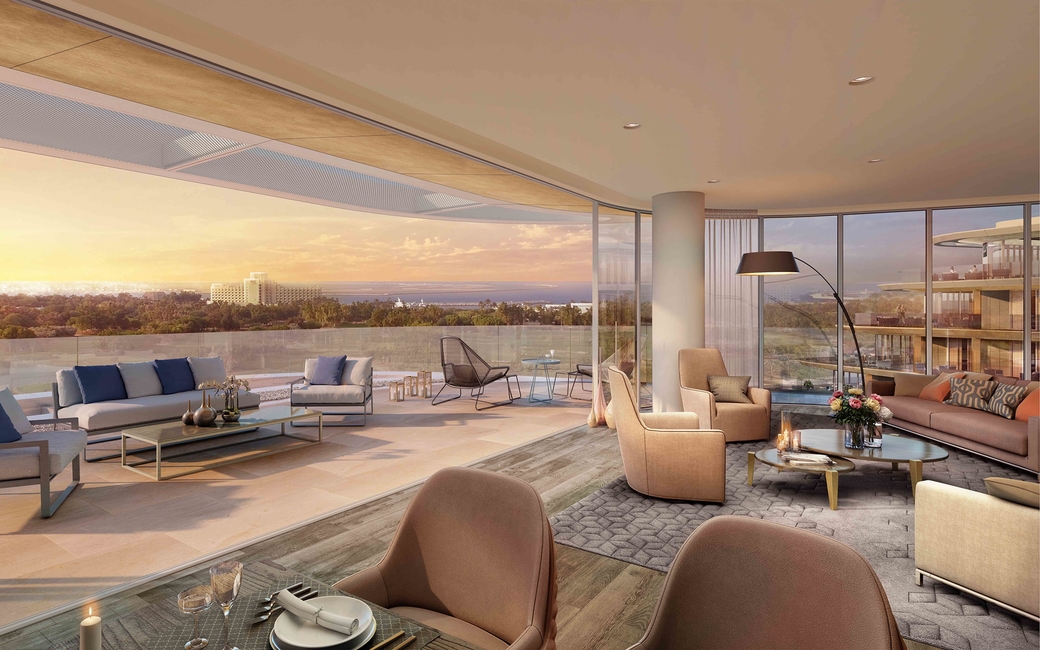 The private terraces feature lounge seating The private terraces feature lounge seating