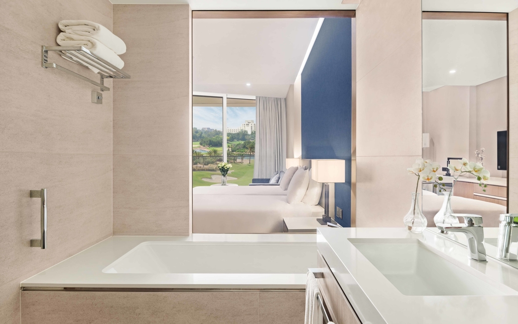 The course view room also features twin beds and an en-suite bathroom The course view room also features twin beds and an en-suite bathroom