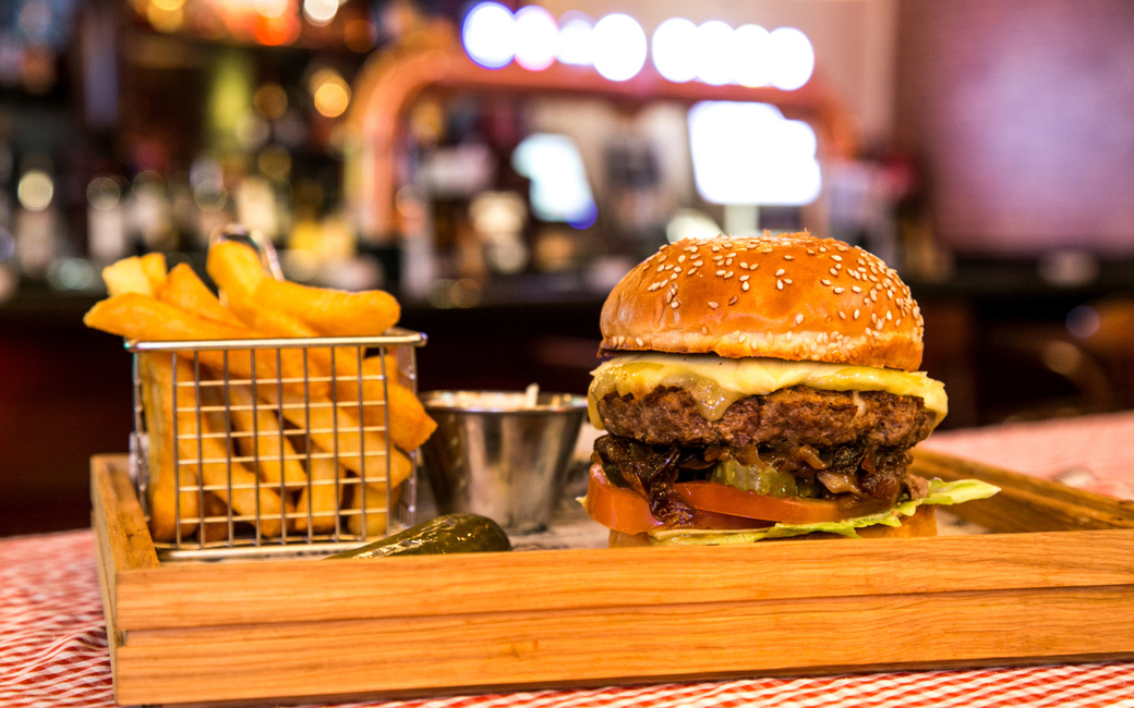American options include the “All American burger” with cheddar and Philadelphia cheese and mushroom sauce American options include the “All American burger” with cheddar and Philadelphia cheese and mushroom sauce