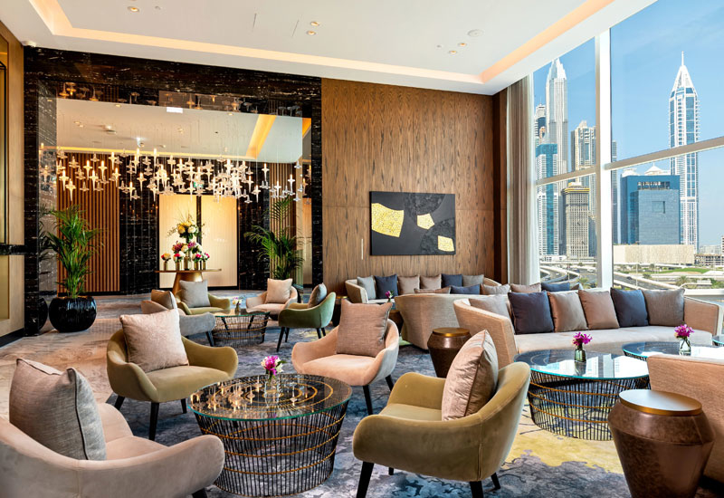 Brass and vibrant textiles are used throughout the hotel Brass and vibrant textiles are used throughout the hotel